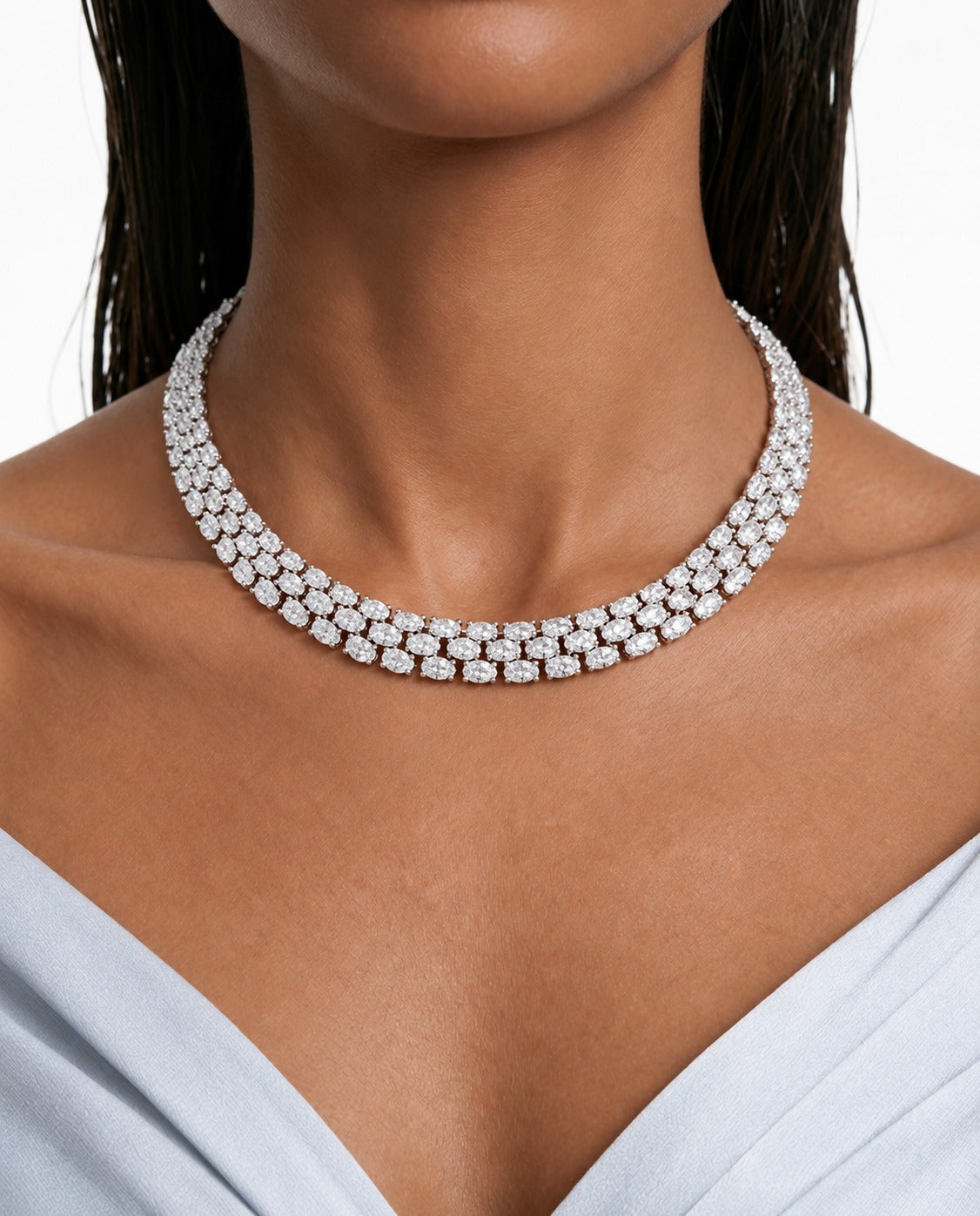 Ruelle Floral Diamond-Like Zircon Necklace Set – Necklace & Earrings