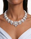 Poppy Pearl Floral Diamond-Like Zircon Necklace Set – Necklace & Earrings