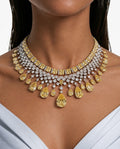 Maharani Azra Citrine & Bhavani Citrine Necklace Set – citrine doublet and 5A CZ, rhodium plated – front view | PRERTO