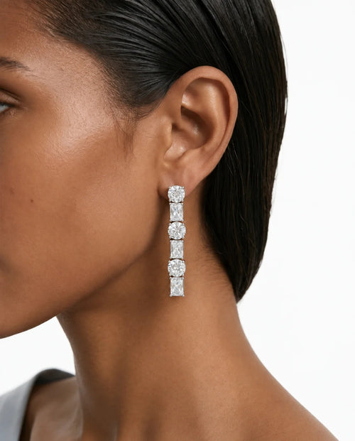 Maharani Niharika Diamond Ovals & Squares & May Baguette & Round Diamond Necklace Set (2 Necklace & 2 Earrings)