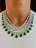3 Layer Dimonte Emerald Tear Drop Necklace Set — front view — Prerto