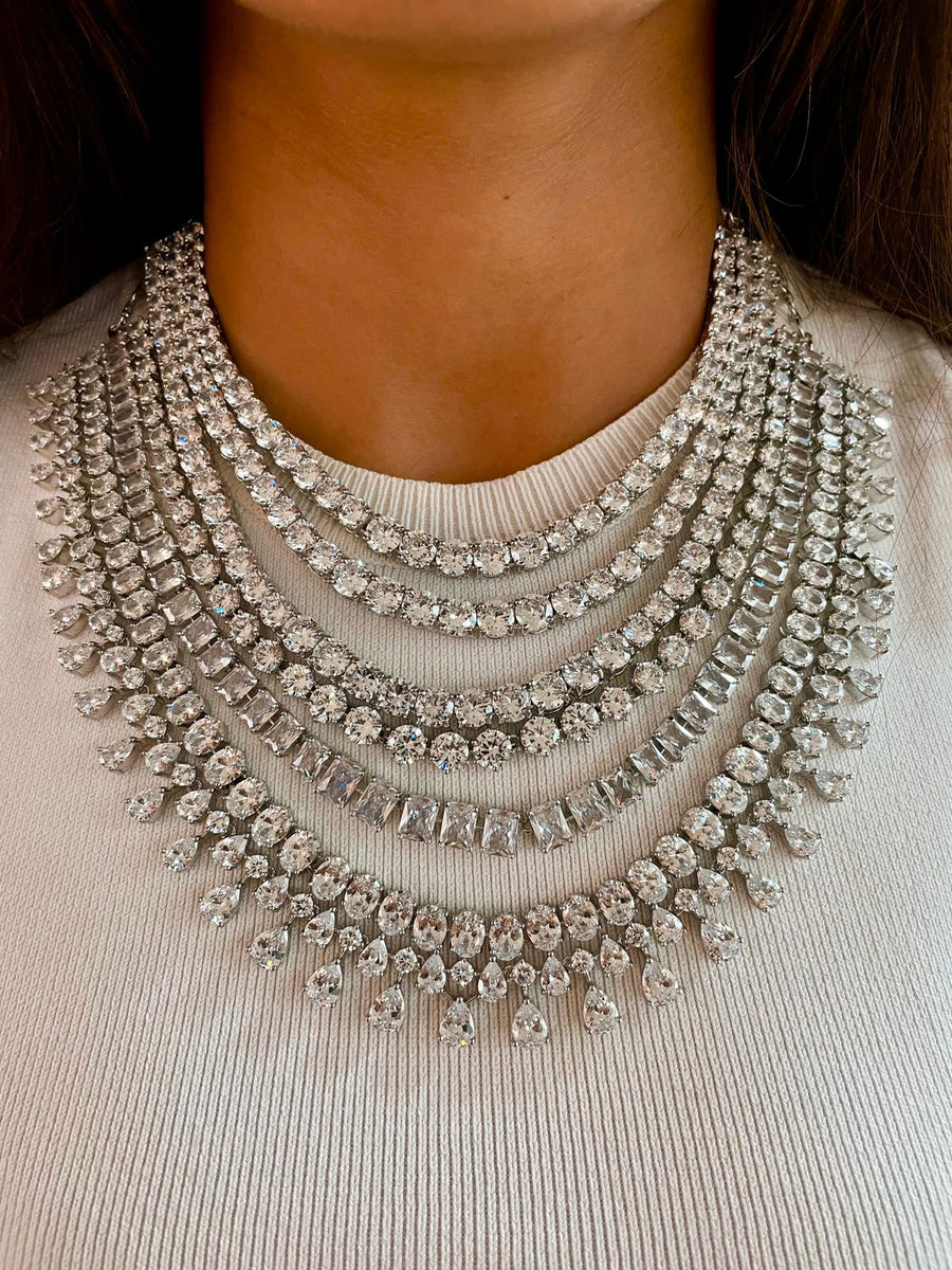 Maharani 4 Layer Dimonte Necklace Set & Iliana Diamonte Set (Necklace & Earrings)