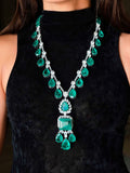 Yuri Emerald Tear Drop Dimonte Statement Necklace Set by Prerto — Indian & Arab wedding jewellery