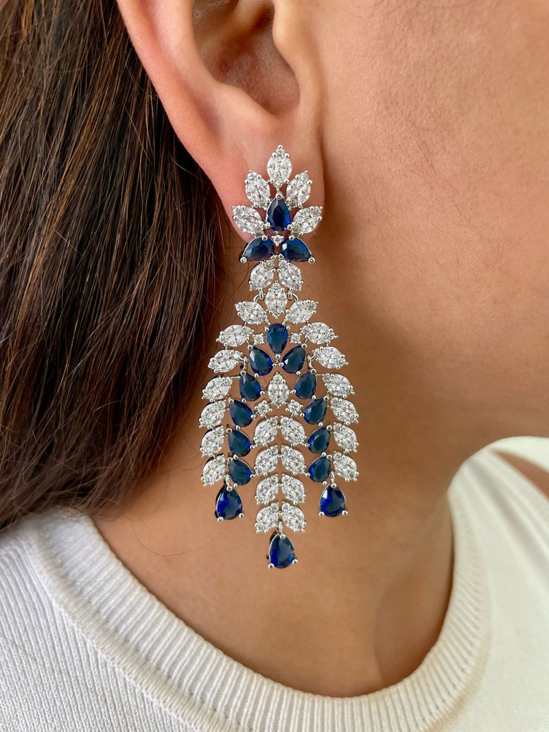 Heart Sapphire & Diamond Necklace Set — worn on model — Prerto