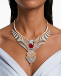 Reeya Ruby Diamond-Like Zircon Eagle Wing Necklace Set – Necklace & Earrings