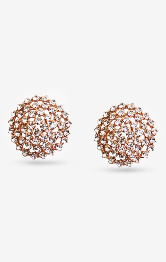 Amara Wink Diamond-Like Gold Studs — side profile — Prerto
