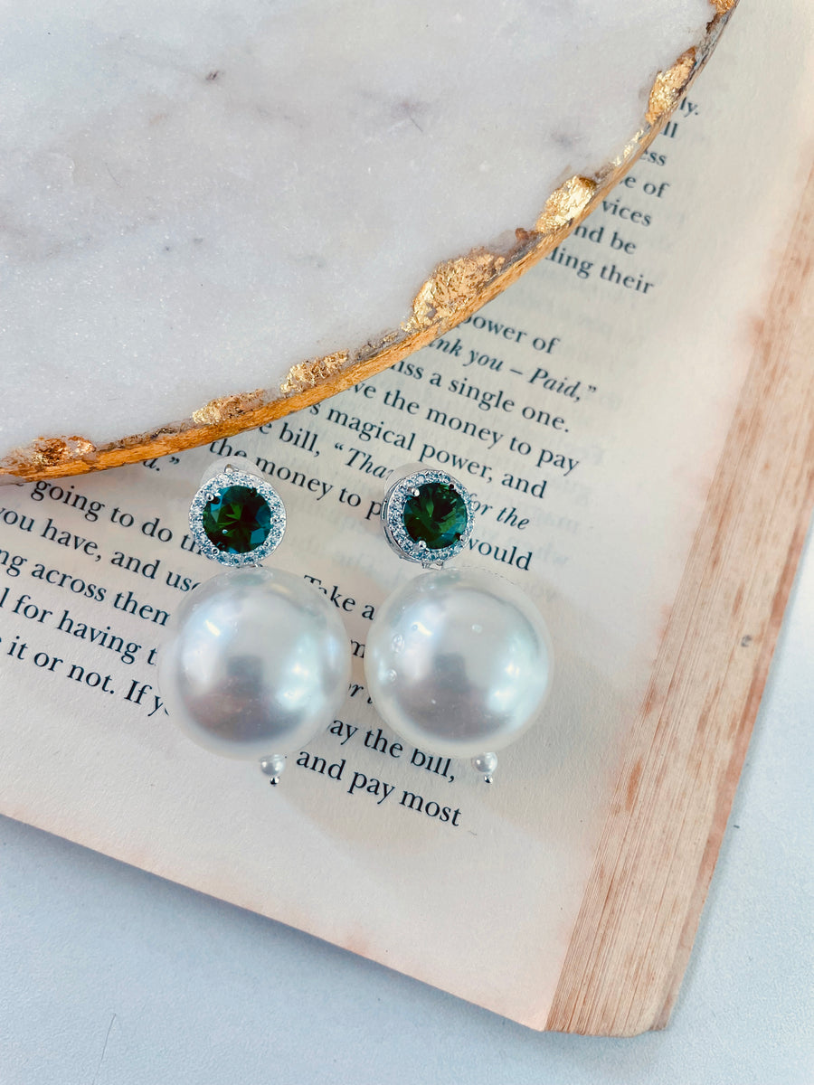 Boucles d'oreilles Green Pearl Green Green