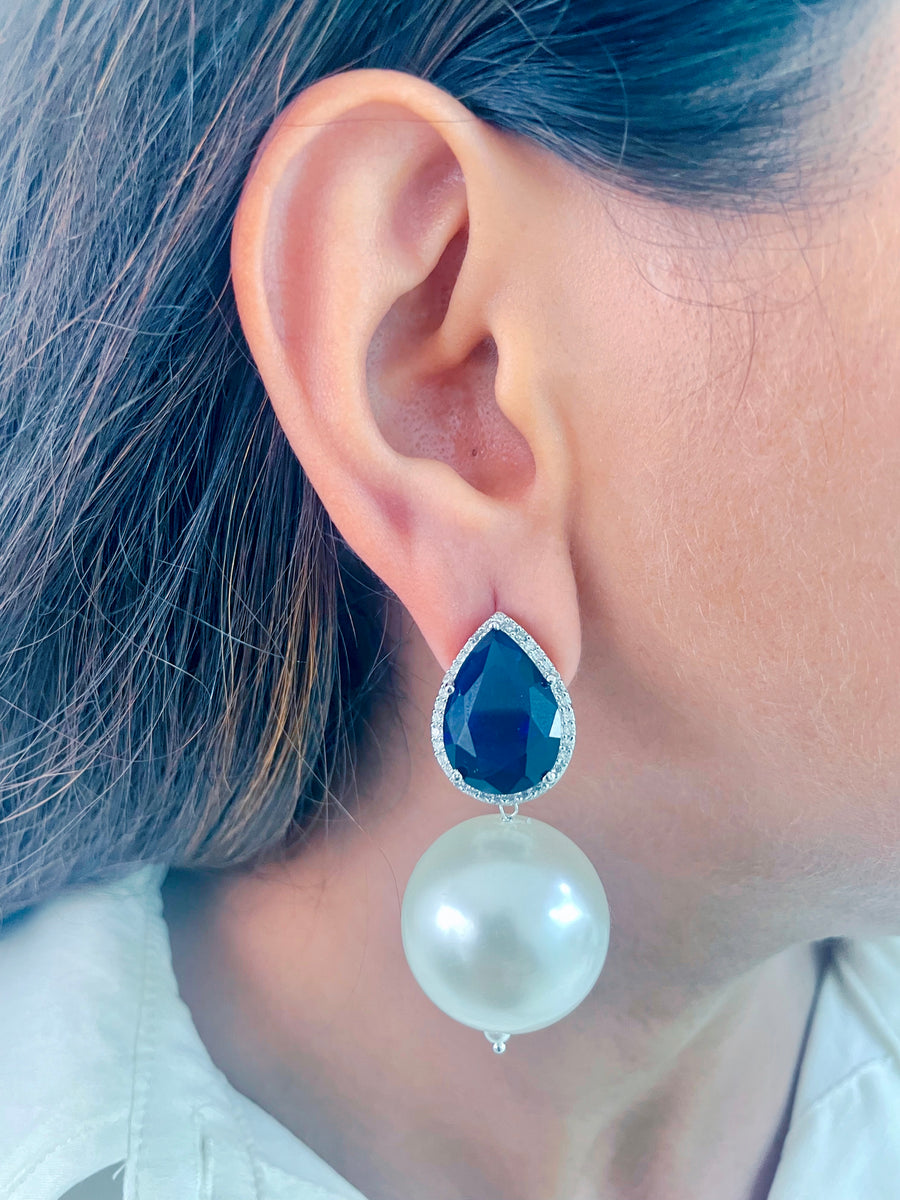 Blue Pearl Drop -oorbellen