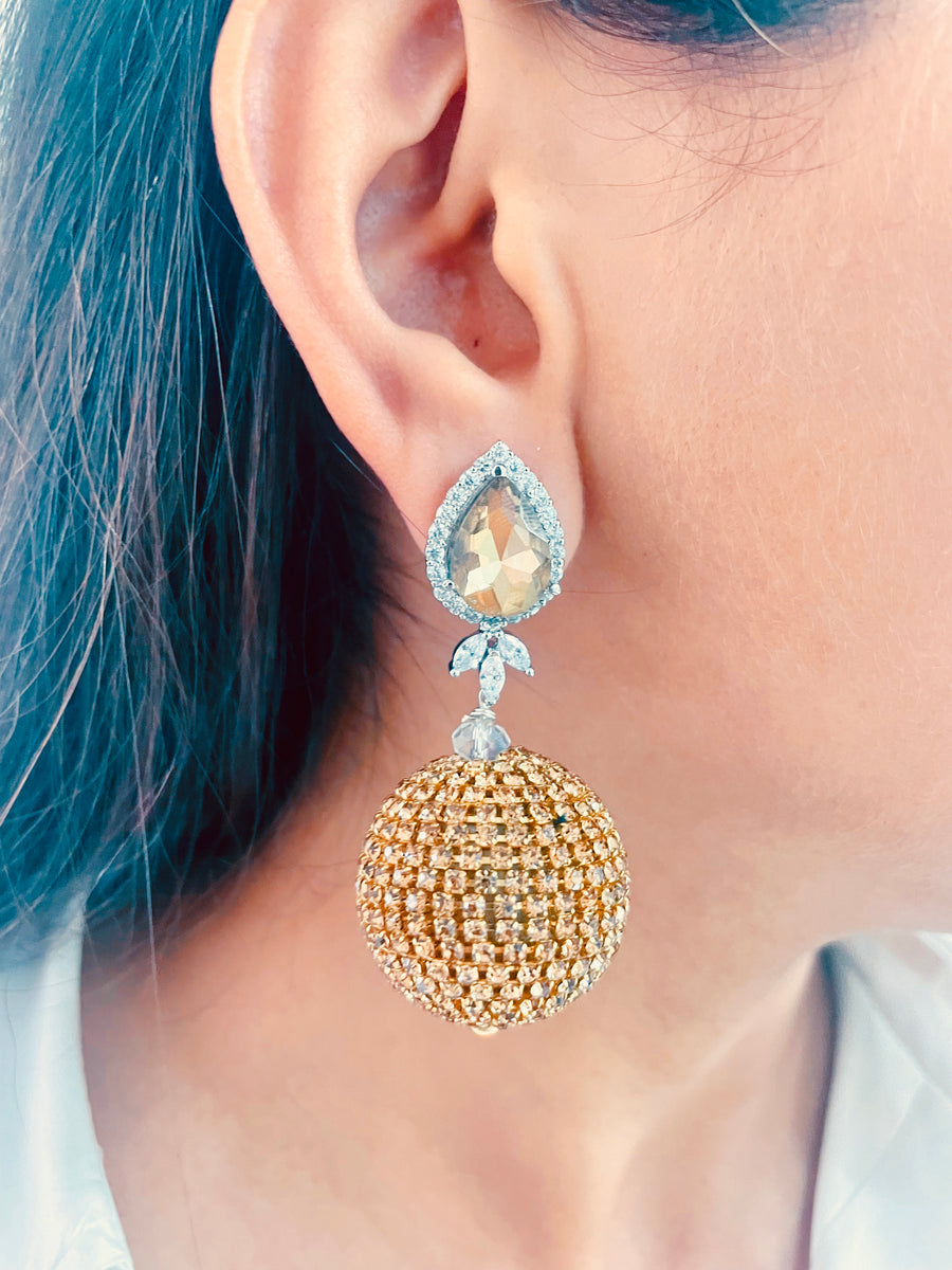 Bronze Diamonte Drop Earrings