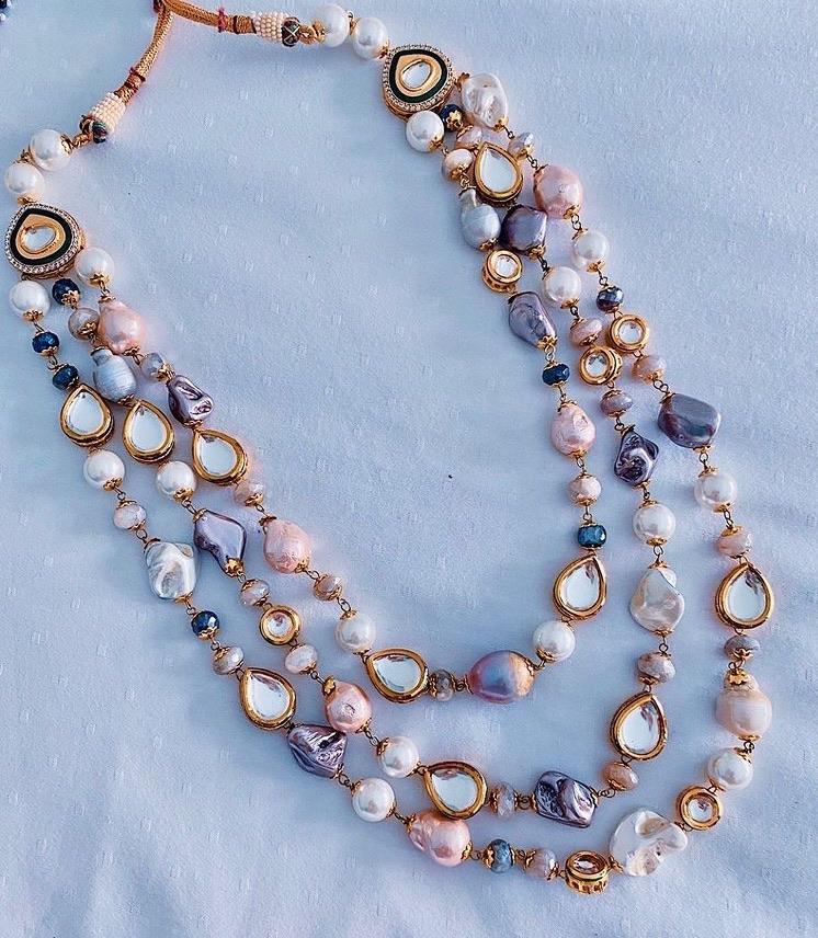 Carina Handcrafted Pearl Moonstone Statement Necklace for Indian Bridal and Wedding Occasions - Prerto