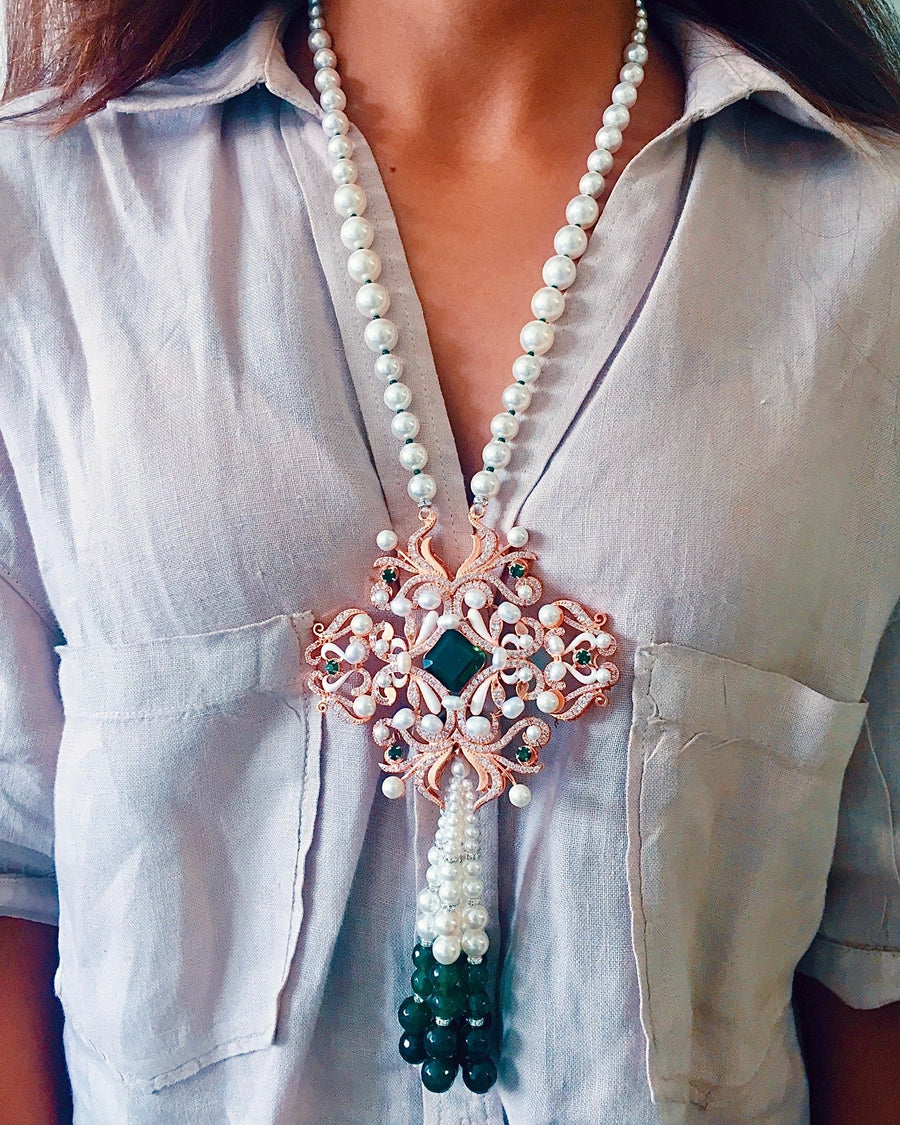 Cordelia Pearl Diamond Necklace