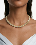 Bhavani Citrine Zircon Diamond Single Line Tennis Necklace Set by Prerto