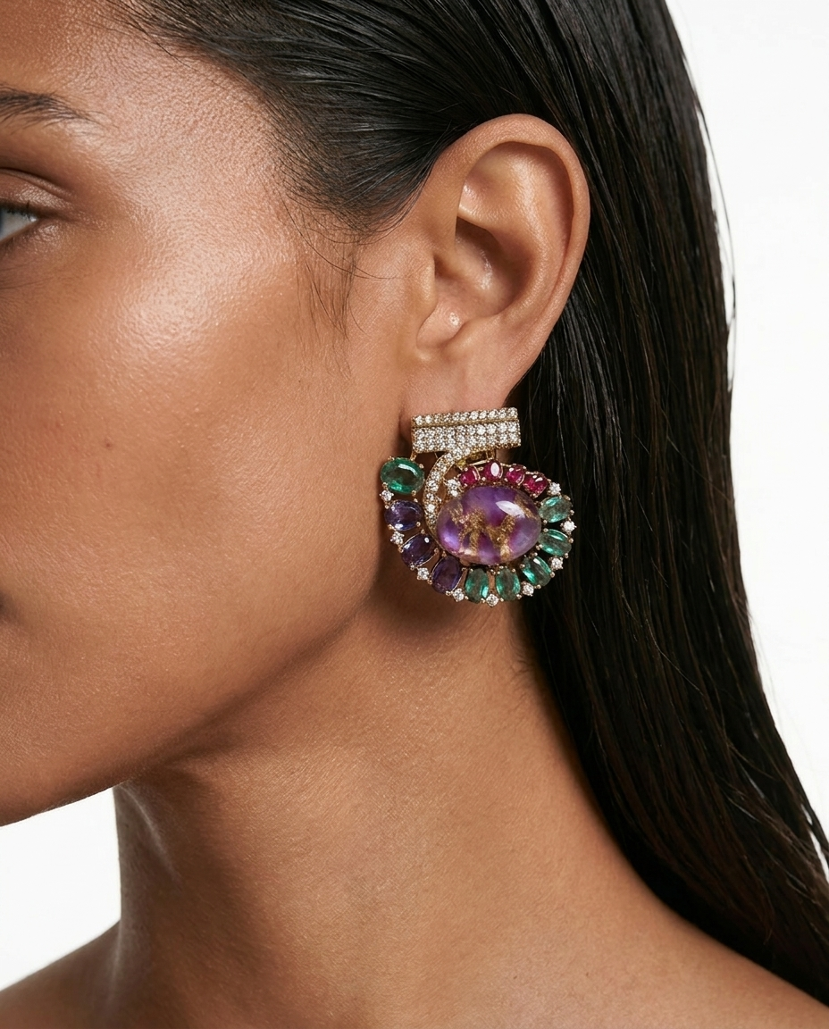 Hana Purpel Crystal Stud Earrings