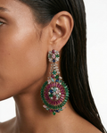 Elara Emerald & Ruby Multicolor Diamond-Like Zircon Earrings