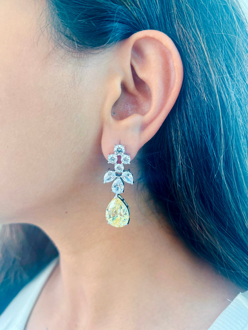 Daffodil Citrine Diamond Setting Jewellery Set — worn on model — Prerto
