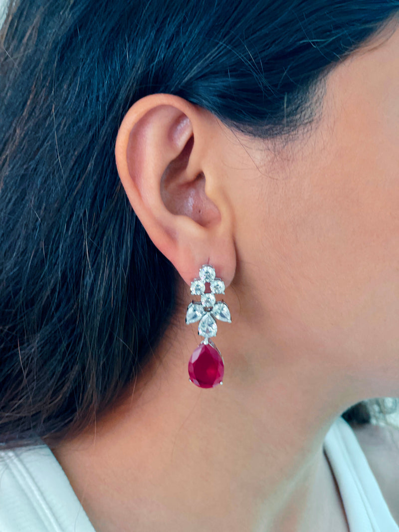Daffodil Ruby Diamond Setting Jewellery Set — worn on model — Prerto