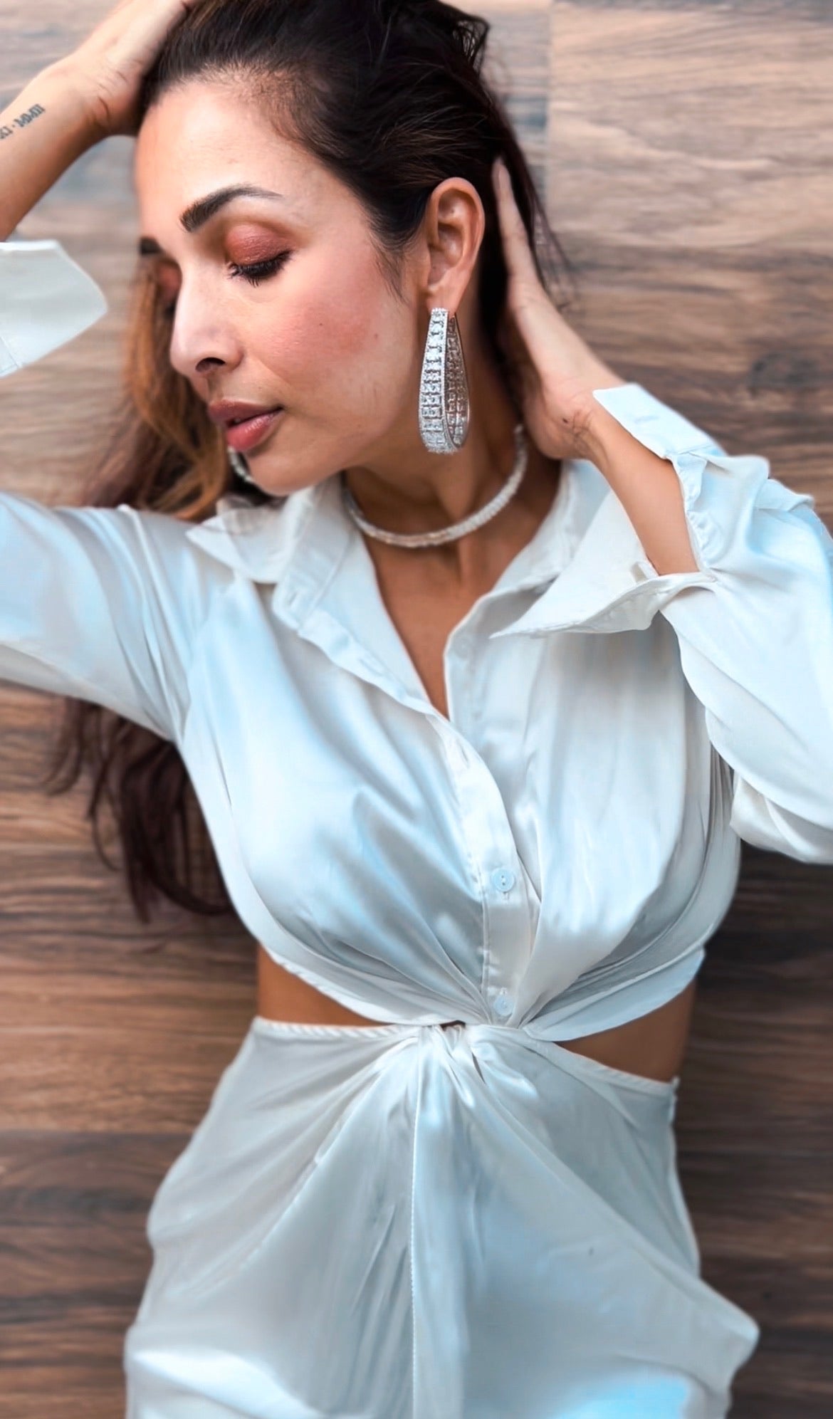 Diamond Abundance Crystal Hoop Earrings — front view — Prerto