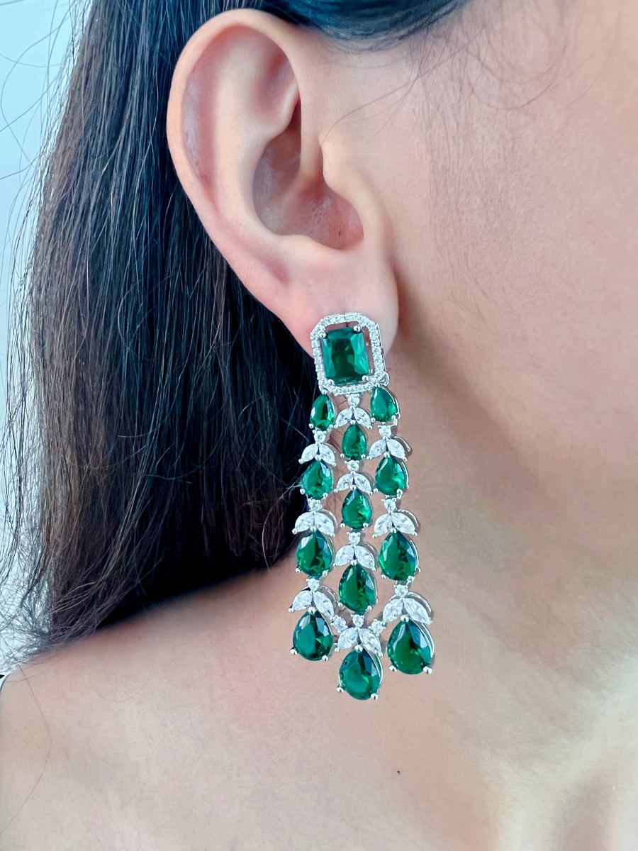 Diza Green Emerald Set (boucles d'oreilles et collier)