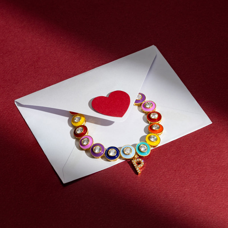 Personalised Multi Colour Single Letter Bracelet by Prerto — Rakhi gifting jewellery