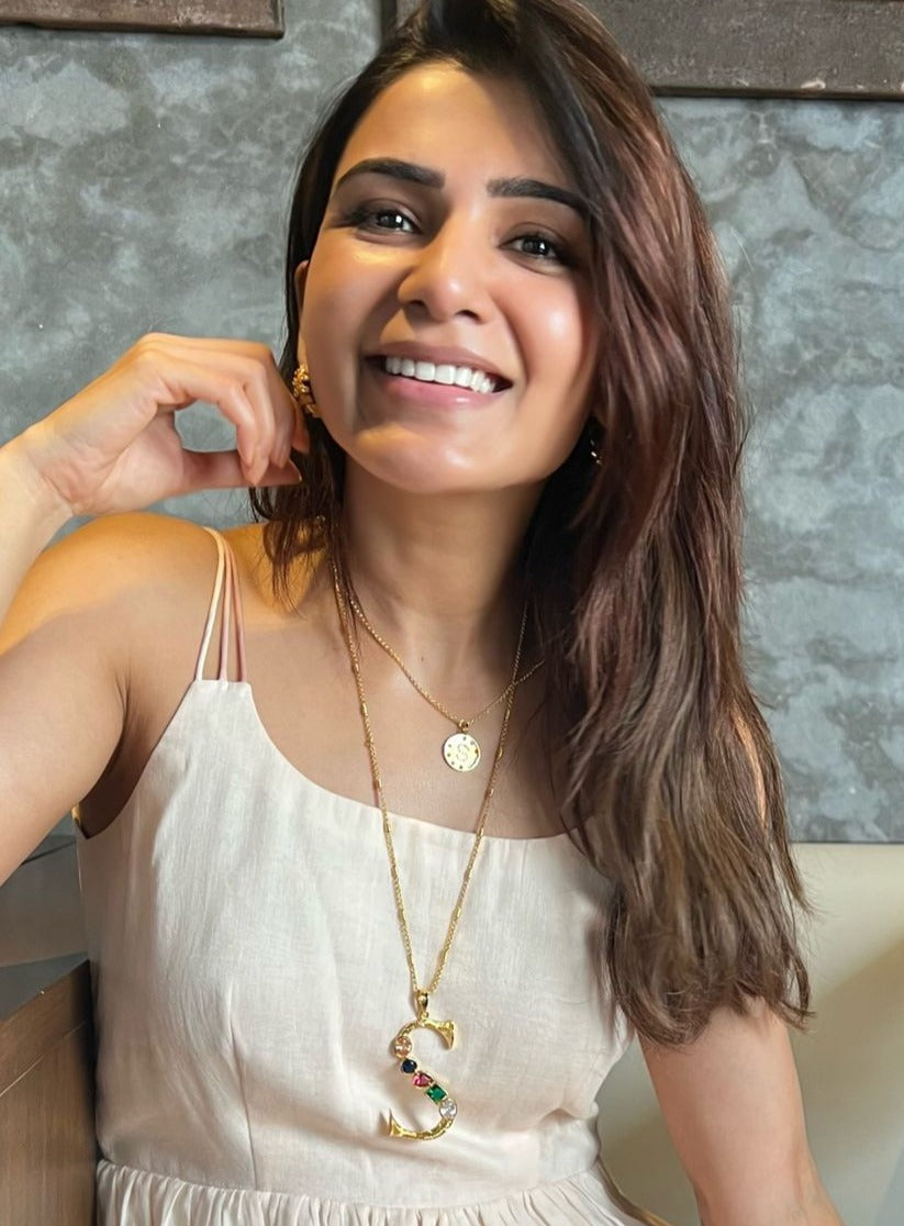 Grande Iniziale Gold Initial Stone Pendant Necklace by Prerto — personalised gift