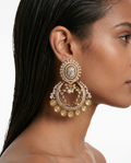 Fareeha Semi Precious Moonstone Zircon Pearl Statement Earrings by Prerto — festive jewellery