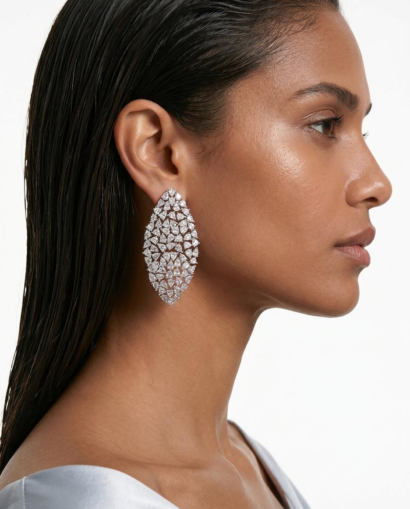 Ghaliya Diamond Statement Stud Earrings by Prerto — Indian & Arab festive jewellery