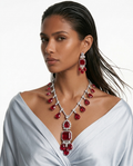 Yuri Ruby Tear Drop Dimonte Statement Necklace Set by Prerto — Indian & Arab wedding jewellery