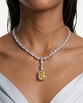 Lamees Citrine Drop Diamond Zircon Luxe Couture Pendant Necklace Set by Prerto