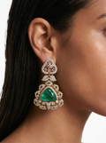 Jamila Emerald Doublets Moissanite Zircon Statement Earrings by Prerto — Indian & Arab bridal jewellery