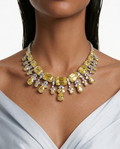 Amalina Citrine Diamond Zircon Luxe Couture Statement Necklace Set by Prerto
