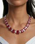 Dima Ruby Diamond-Like Zircon Statement Necklace Set by Prerto
