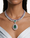 Ishani Purple Diamond Emerald Zircon Pendant Necklace Set by Prerto