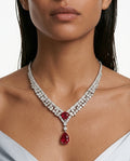 Bahiyya Ruby Drops Diamond-Like Zircon Pendant Necklace Set by Prerto