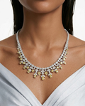 Saanvi Diamond-Like Zircon Citrine Drops Statement Necklace Set by Prerto