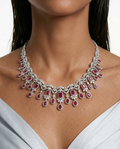 Aarvi Diamond-Like Zircon Ruby Statement Necklace Set by Prerto