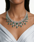Aarvi Diamond-Like Zircon Emerald Statement Necklace Set by Prerto