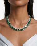 Vaanya Emerald Drops Diamond-Like Zircon Single Line Necklace Set by Prerto