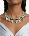 Maharani Aarohi Emerald Citrine Enamel Necklace Set by Prerto