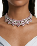 Maharani Aarohi Pink Diamond Enamel Necklace Set by Prerto