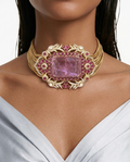 Rukhsaar Purple with Ruby Moissanite Polki Kundan Choker Necklace Set – Necklace & Earrings