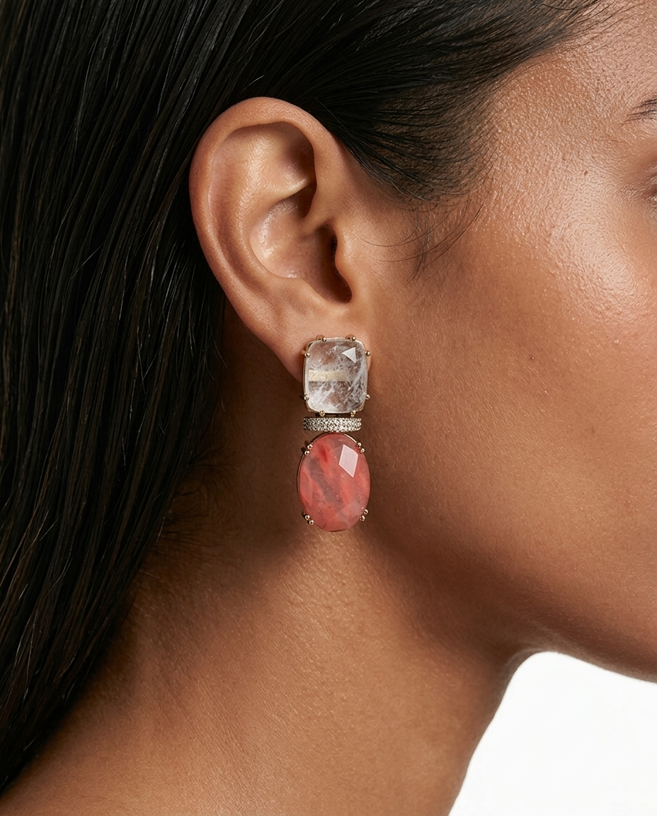 Inji Multi Coloured & Zircon Diamond Detailing Statement Luxe Necklace Set (Necklace & Earrings)