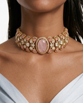 Aashi Pink Kundan Statement Necklace Set – Necklace & Earrings
