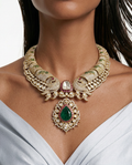 Reems Emerald Peacock Kundan Necklace Set – Necklace & Earrings
