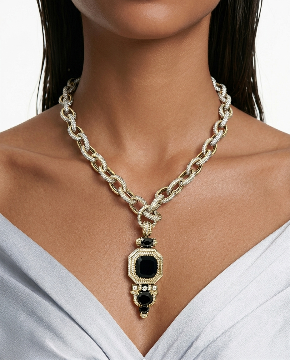 Ayla Sapphire Drop Necklace Set – Necklace & Earrings