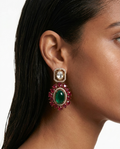 Raya Ruby & Emerald Polki Statement Stud Earrings