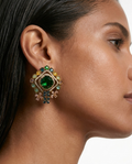 Naeya Emerald Polki Statement Stud Earrings