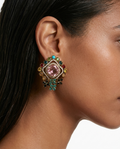 Naeya Pink Multicolor Polki Statement Stud Earrings