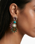 Kashvi Multicolor Pearl Polki Statement Stud Earrings