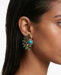 Zafira Mini Turquoise & Emerald Floral Statement Stud Earrings