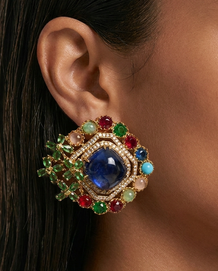 Naeya Multicolor Sapphire Stud Earrings